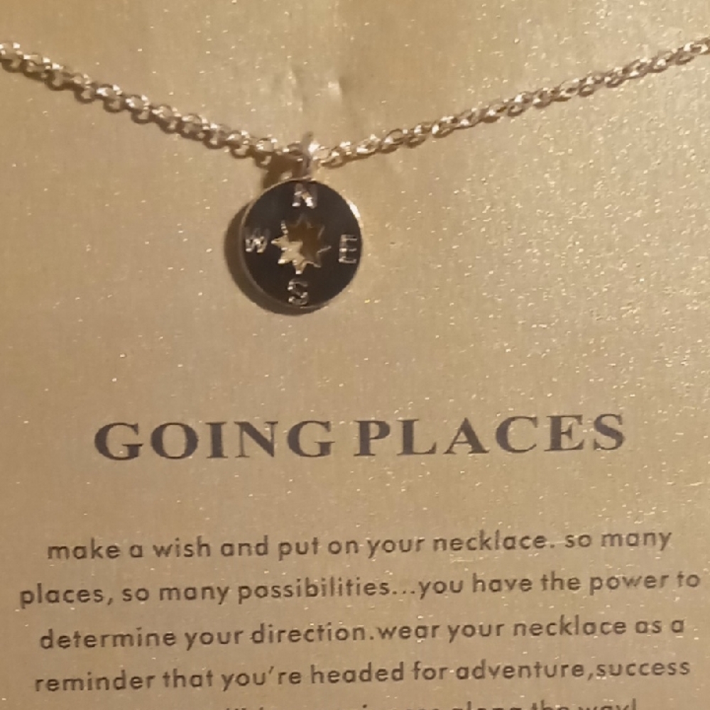 Gold Plated Compass Star Pendant N,S,E,W Going Places Necklace 18+2 In.
